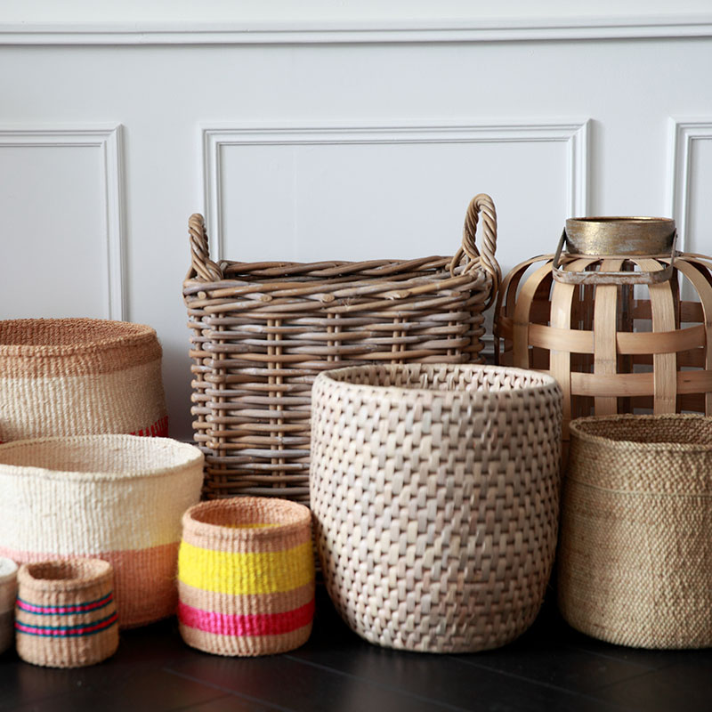 Thick Rattan Square Wood Basket, Set of 2 - Image 3