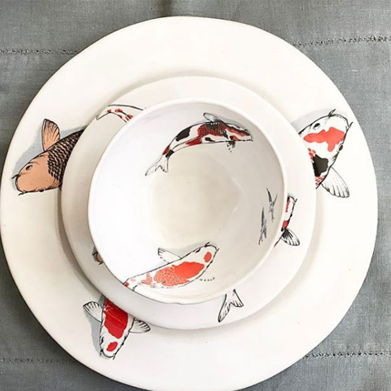 Red Koi Dinner Plate - Image 4