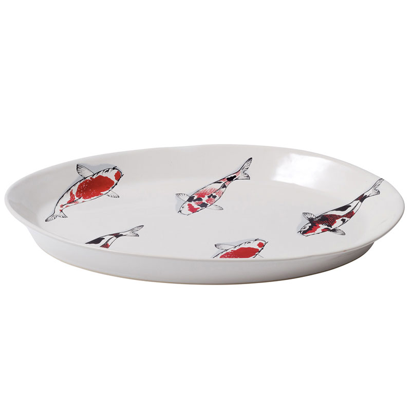Red Koi Oval Platter