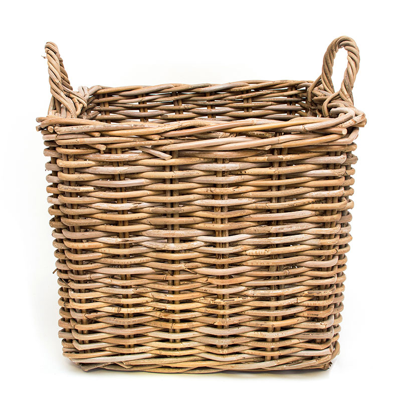 Thick Rattan Square Wood Basket, Set of 2