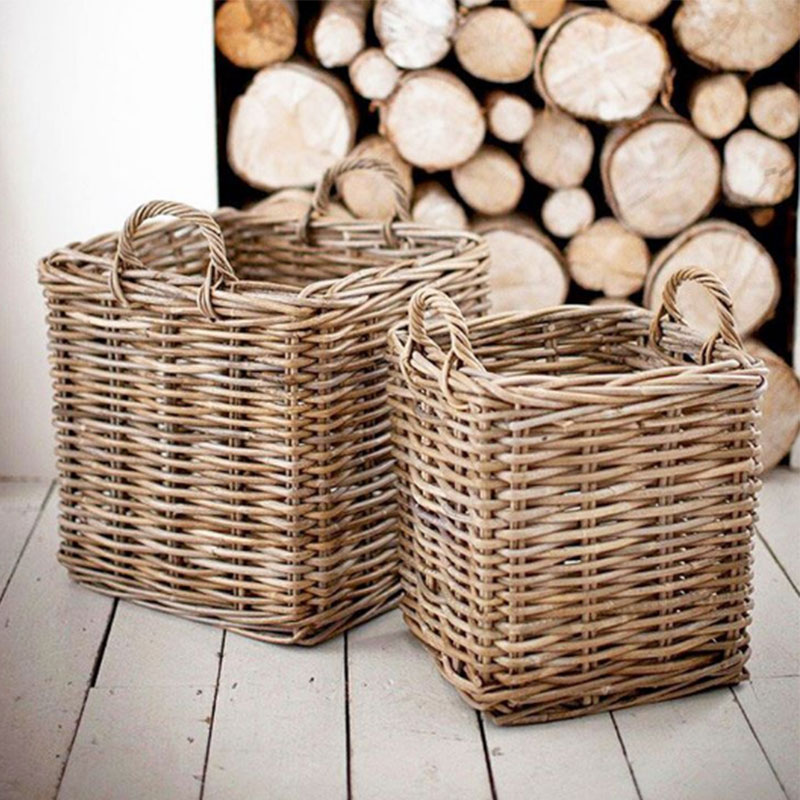 Thick Rattan Square Wood Basket, Set of 2 - Image 5