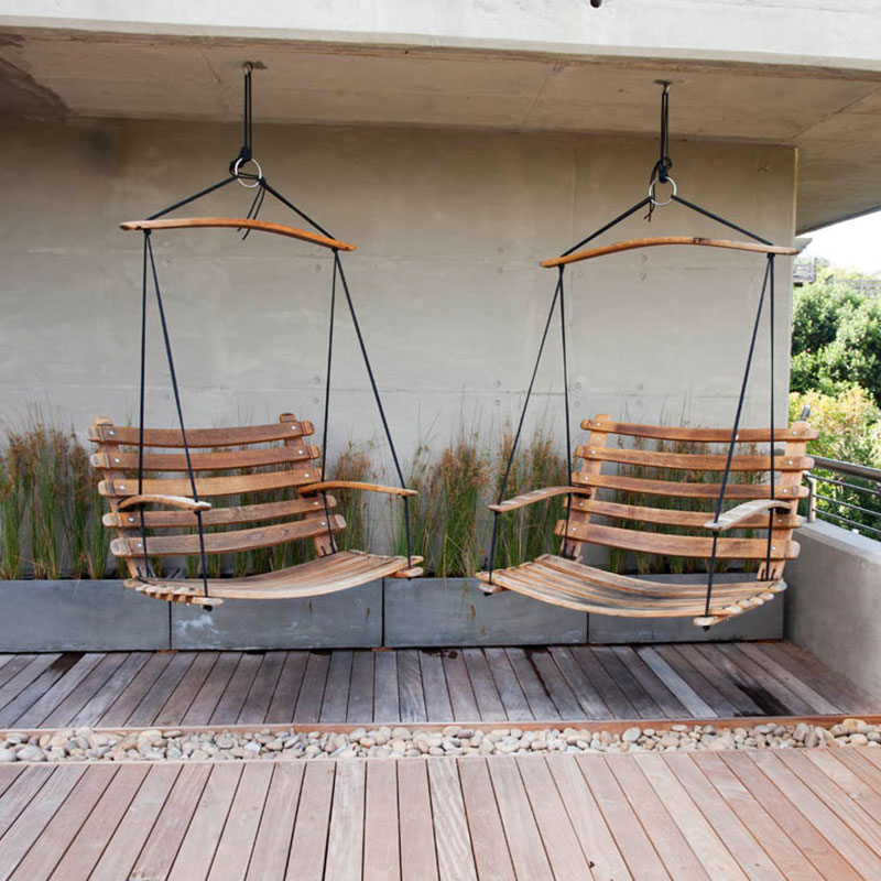 Black Rope Oak Swing Chair - Image 3