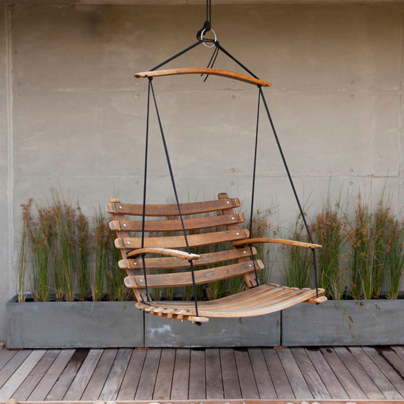 Black Rope Oak Swing Chair - Image 2