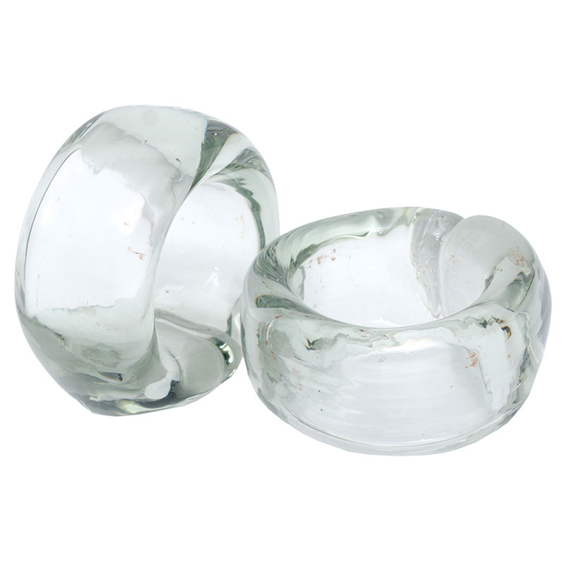 Green Glass Napkin Ring, Set of 4