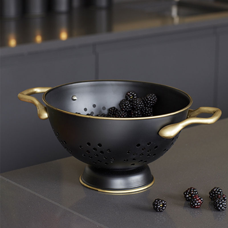 Matte Black and Brass Colander - Image 2