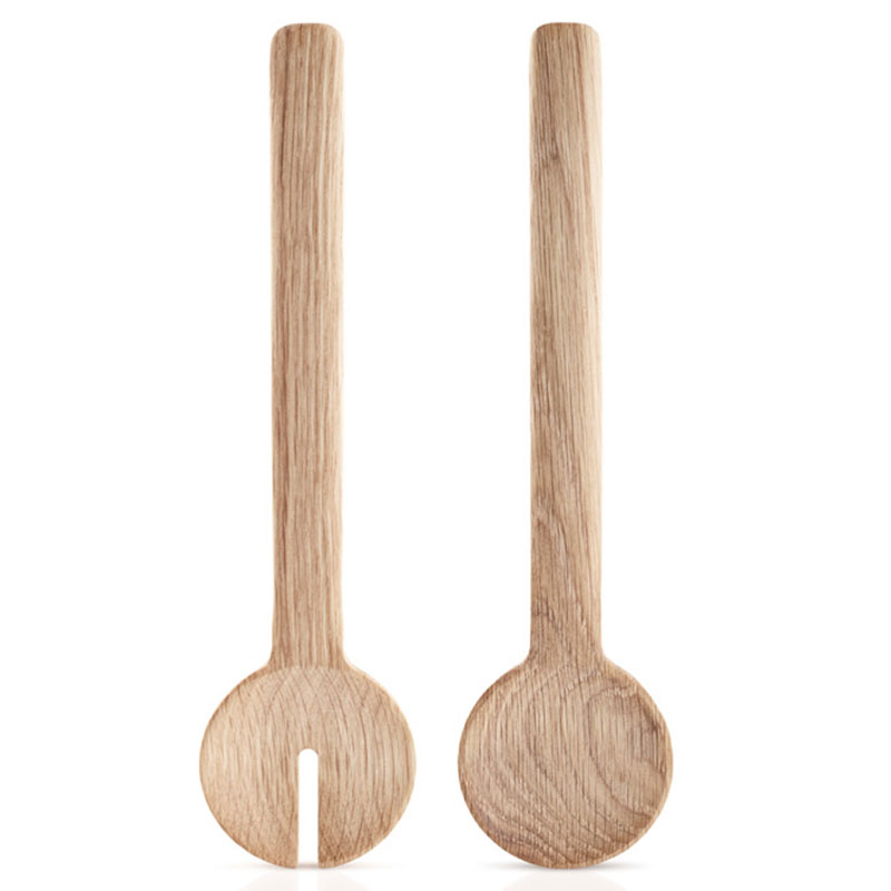 Trio Wooden Oak Salad Servers, Set of 2
