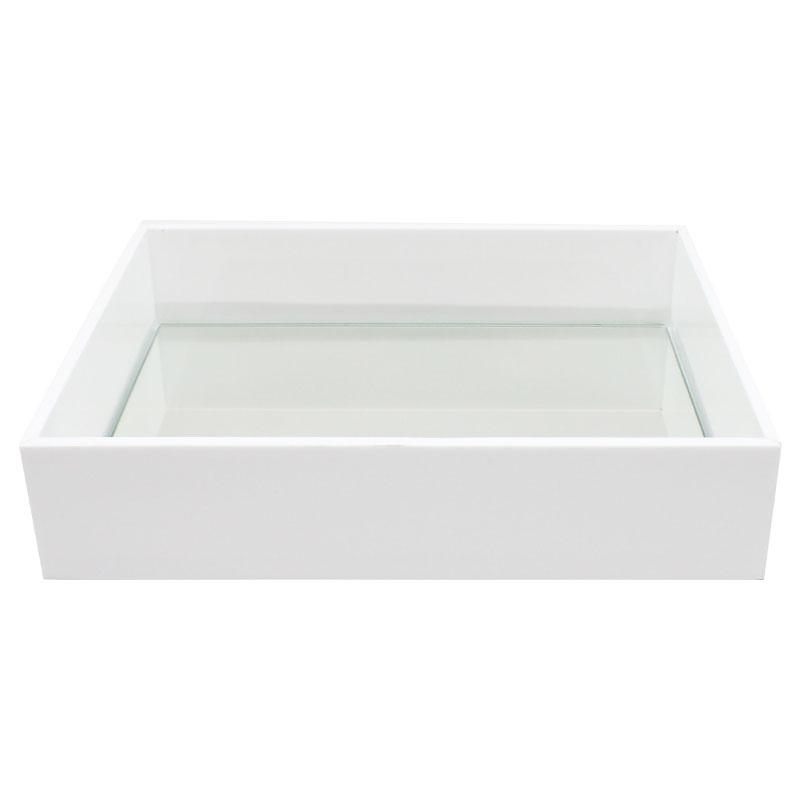 Perspex White Display Tray with Mirror Base