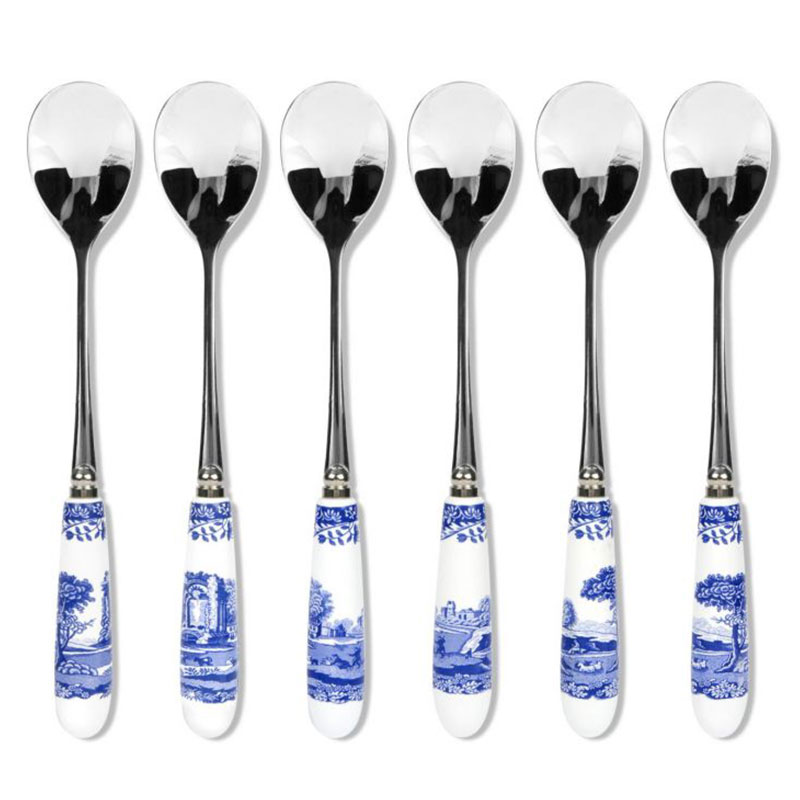 Blue Italian Tea Spoons, Set of 6