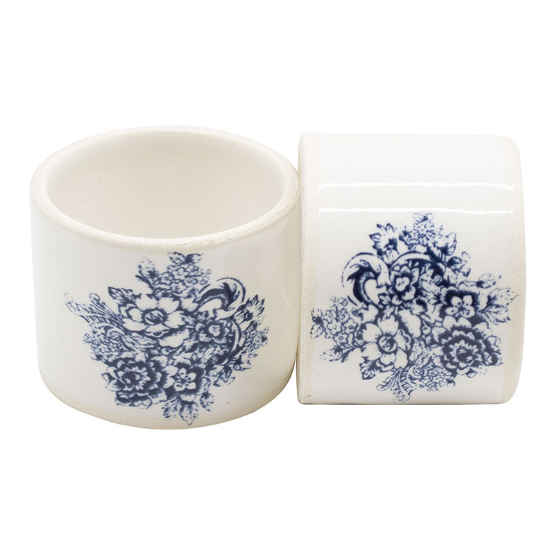 Ceramic Decal Napkin Ring, Set of 4