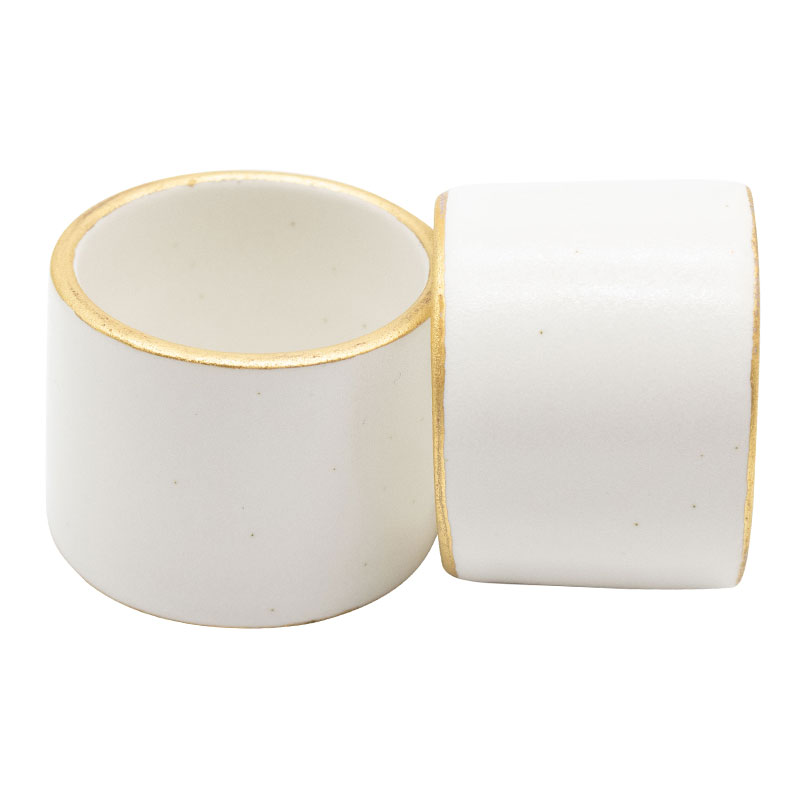 Ceramic Gold Rim Napkin Ring, Set of 4