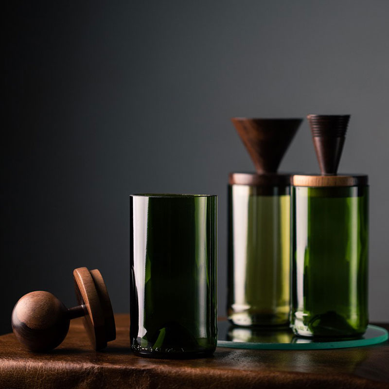 Green Glass Mahogany Jar - Image 2