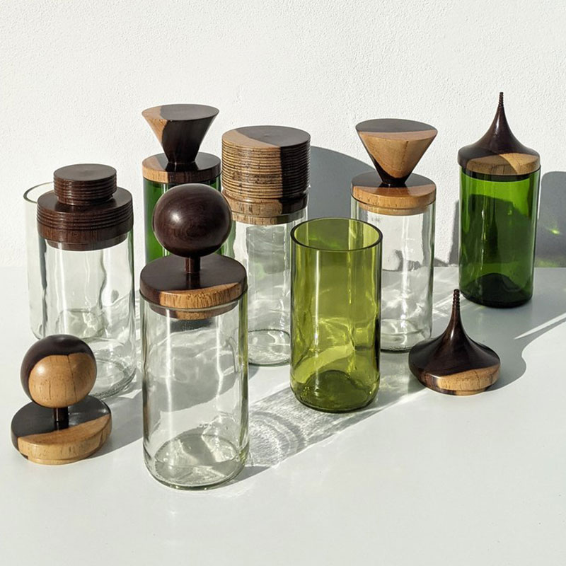 Green Glass Mahogany Jar - Image 4
