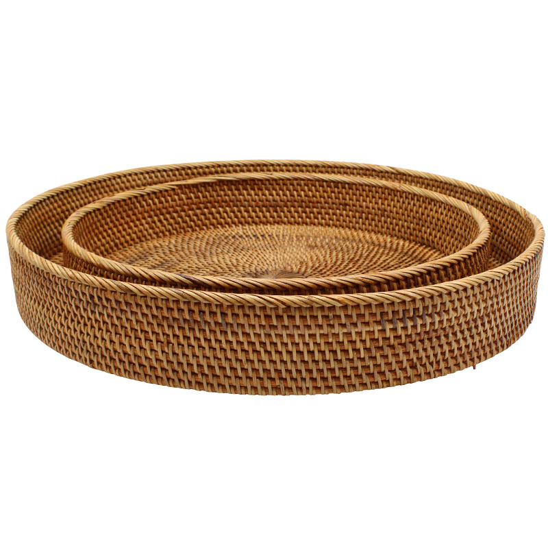 Natural Fine Rattan Round Tray - Image 4