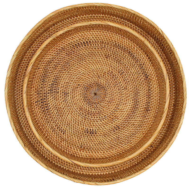 Natural Fine Rattan Round Tray - Image 3