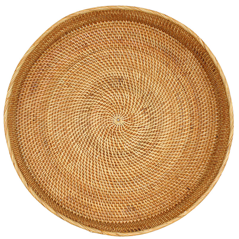 Natural Fine Rattan Round Tray - Image 2