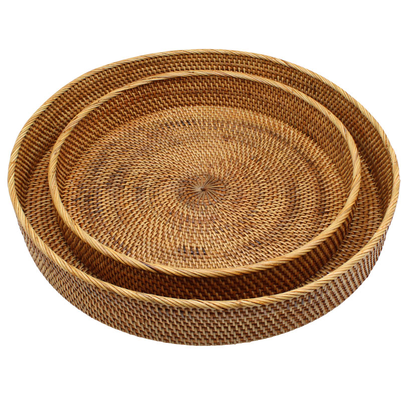 Natural Fine Rattan Round Tray