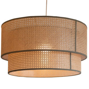 Cane Webbing Double Drum Pendant