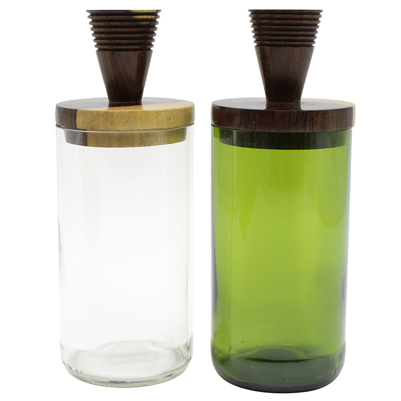 Green Glass Mahogany Jar - Image 13