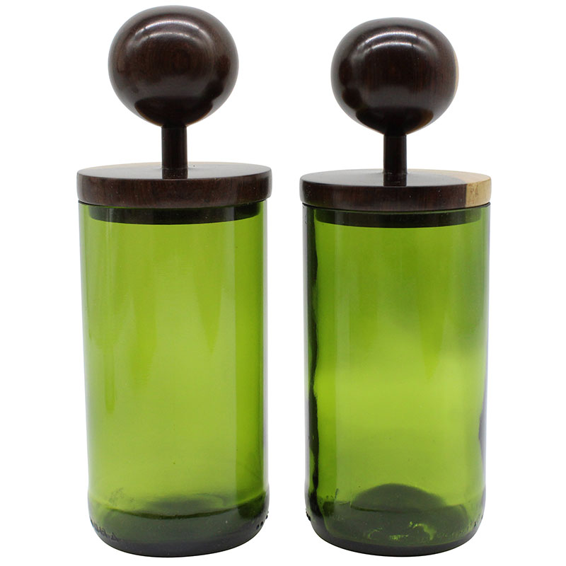 Green Glass Mahogany Jar