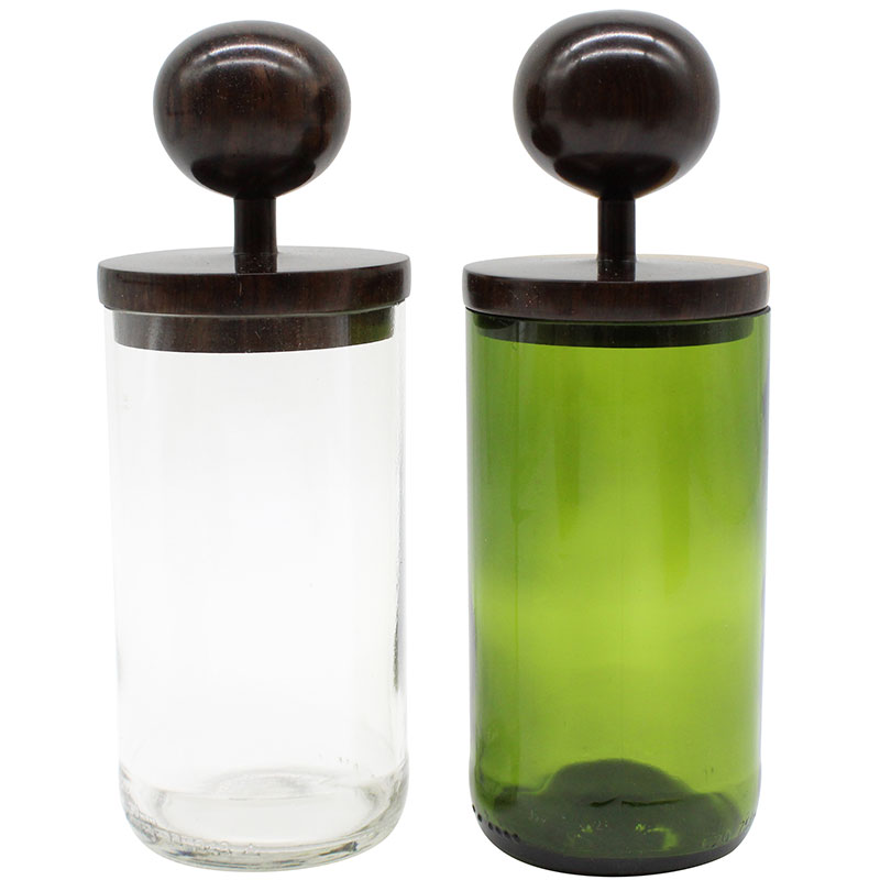 Green Glass Mahogany Jar - Image 14