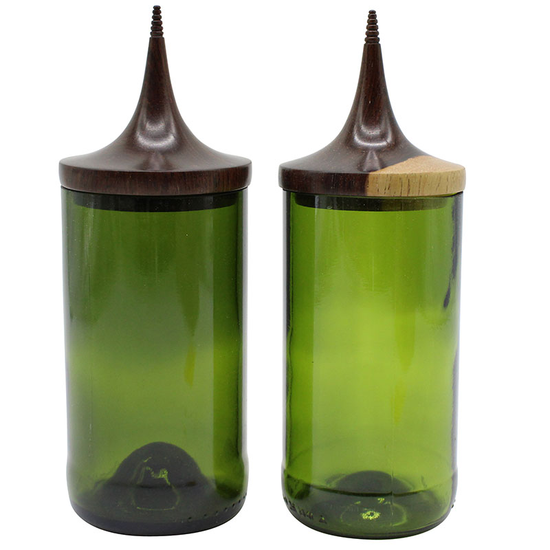 Green Glass Mahogany Jar - Image 9