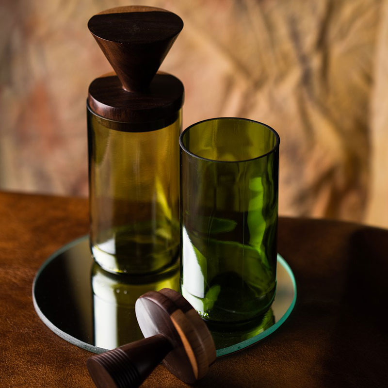 Green Glass Mahogany Jar - Image 5