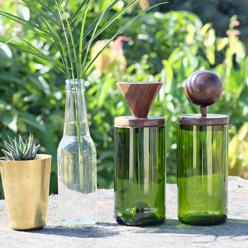 Green Glass Mahogany Jar - Image 6