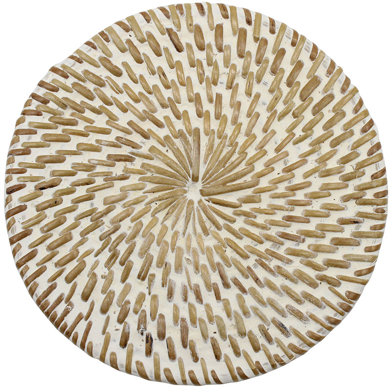 Rattan Round White Wash Coaster, Set of 4 - Image 2