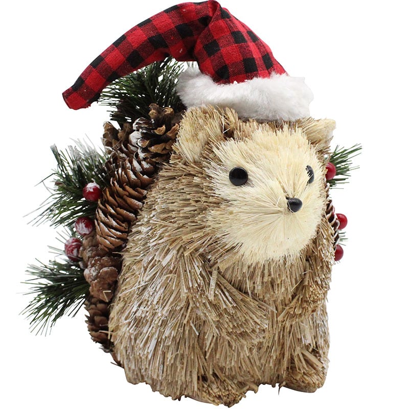 Christmas Hedgehog with Pinecones