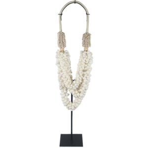 White Shell Cluster Necklace on Stand