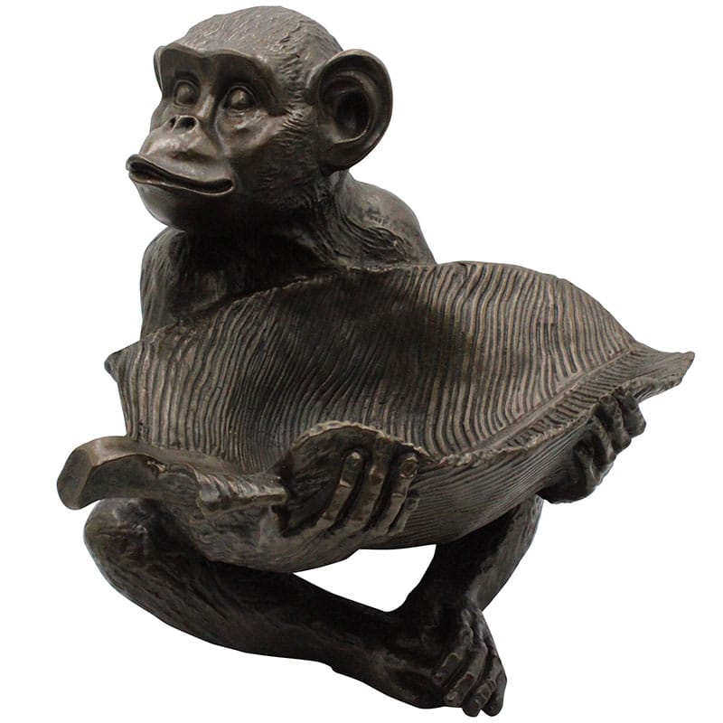 Antique Resin Monkey with Leaf