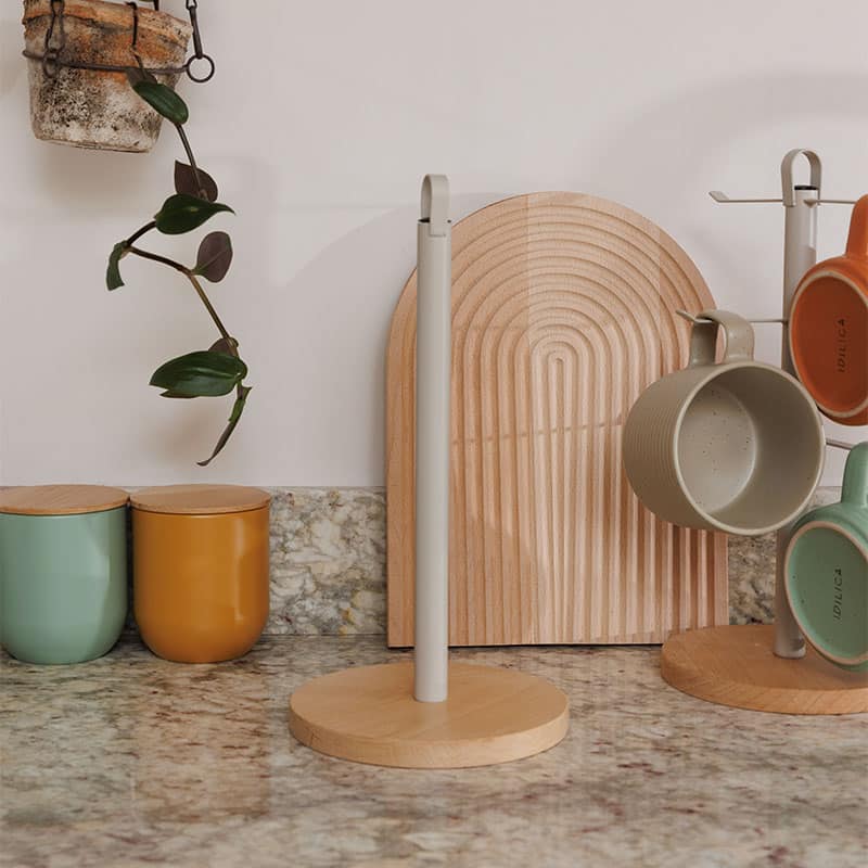 Metal & Beechwood Kitchen Towel Holder - Image 2