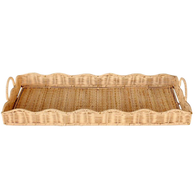 Scalloped Rattan Tray