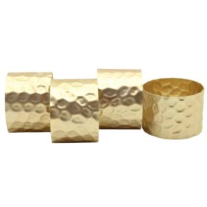 Gold Hammered Napkin Rings, Set of 4