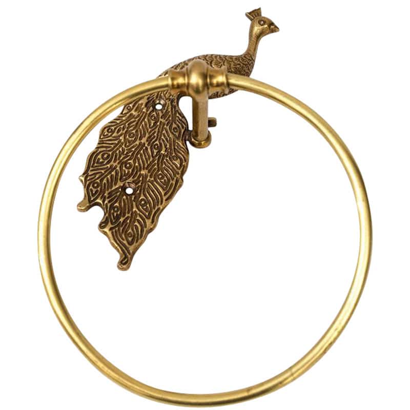 Peacock Brass Towel Ring