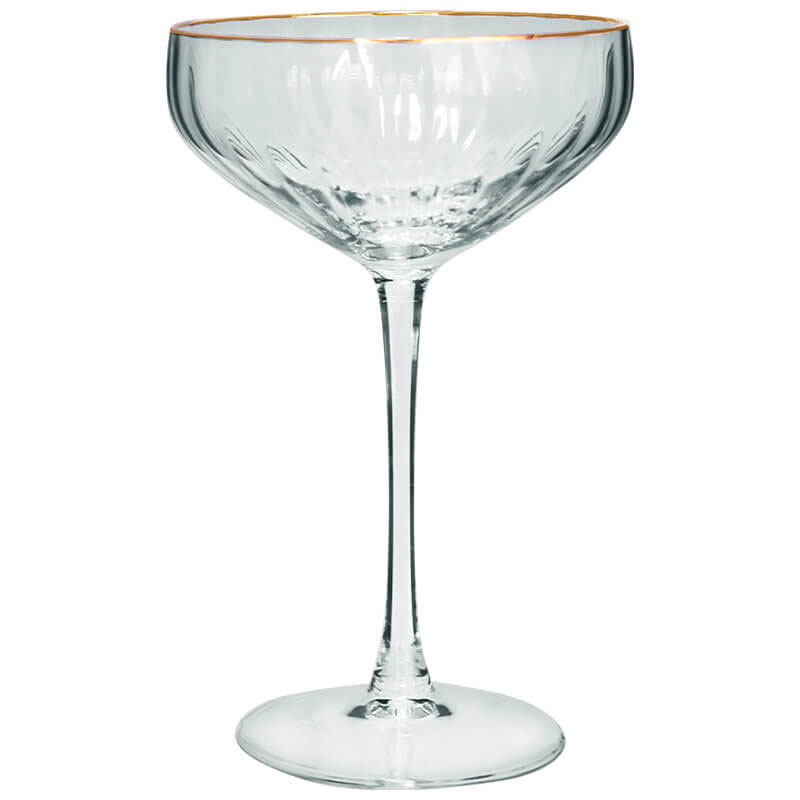 Gold Rimmed Ribbed Coupe, Set of 6 - Image 3