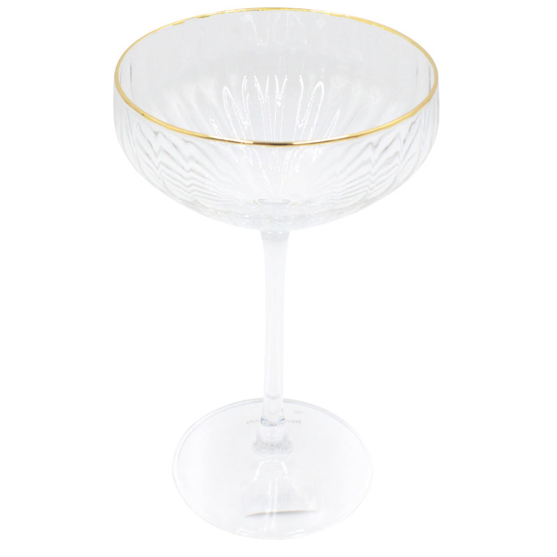 Gold Rimmed Ribbed Coupe, Set of 6 - Image 2