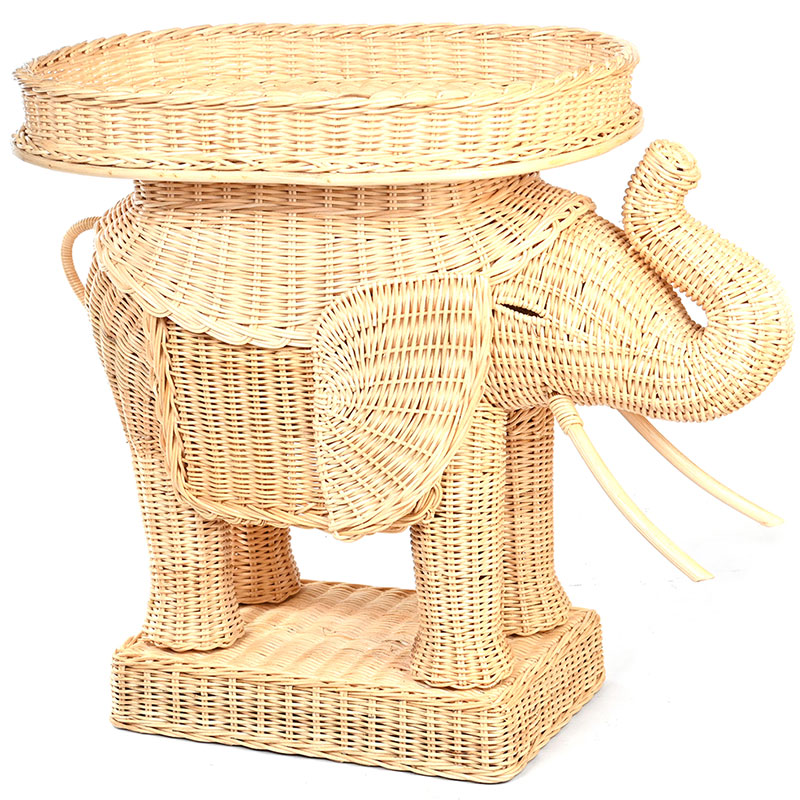 Rattan Elephant Side Table