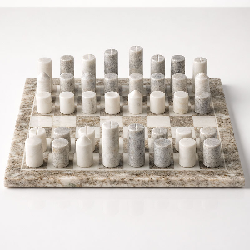 Beige & White Marble Chess Set