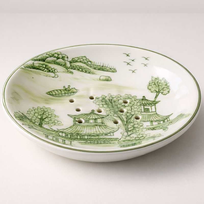 Green Delft Soap Dish