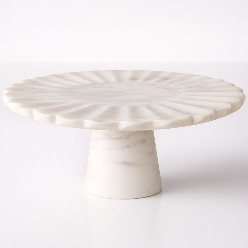 Scalloped Marble Cake Stand