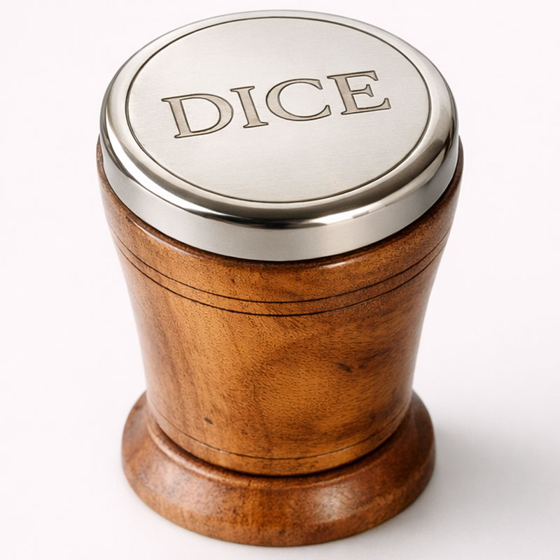 Silver & Wood Dice Box