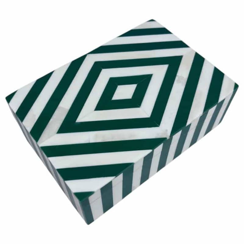 Green & Ivory Diamond Bone Box