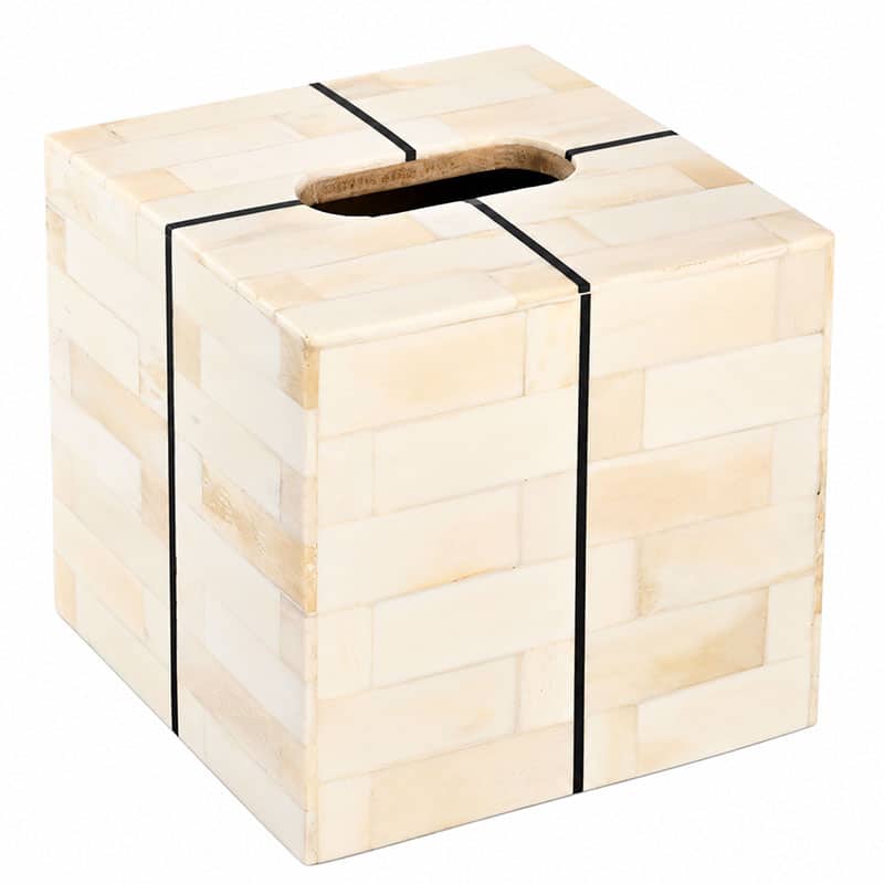 Cream & Black Bone Inlay Tissue Box