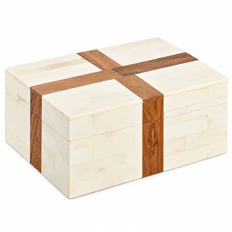 White Bone & Teak Wood Box