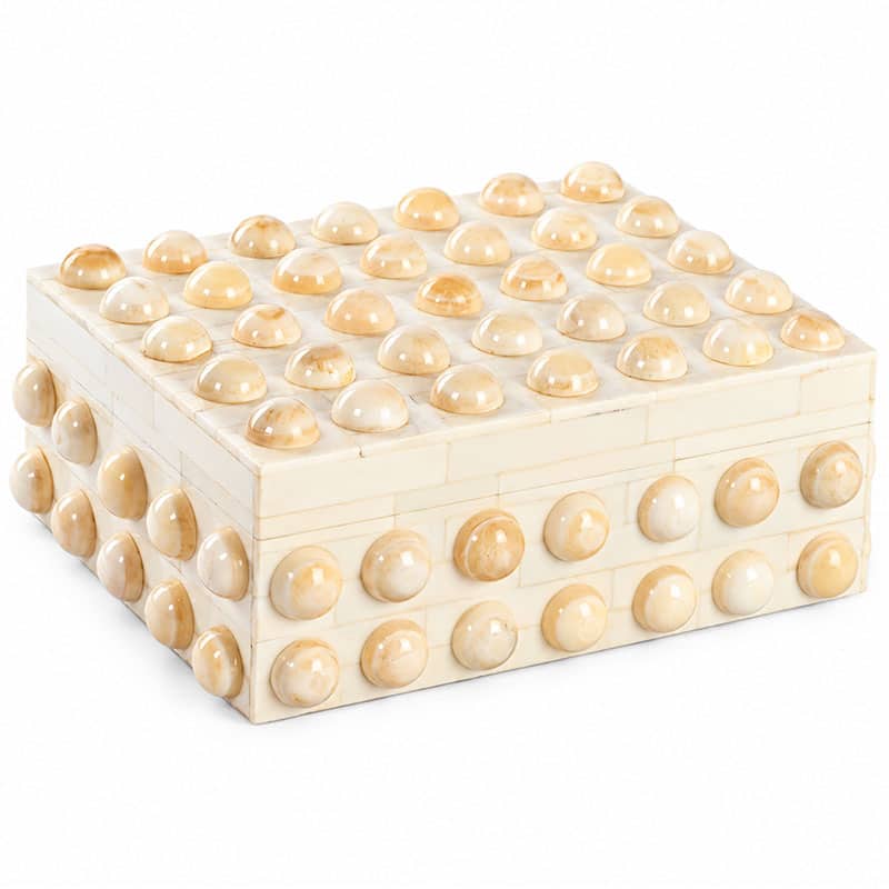 White Bone Inlay Button Box