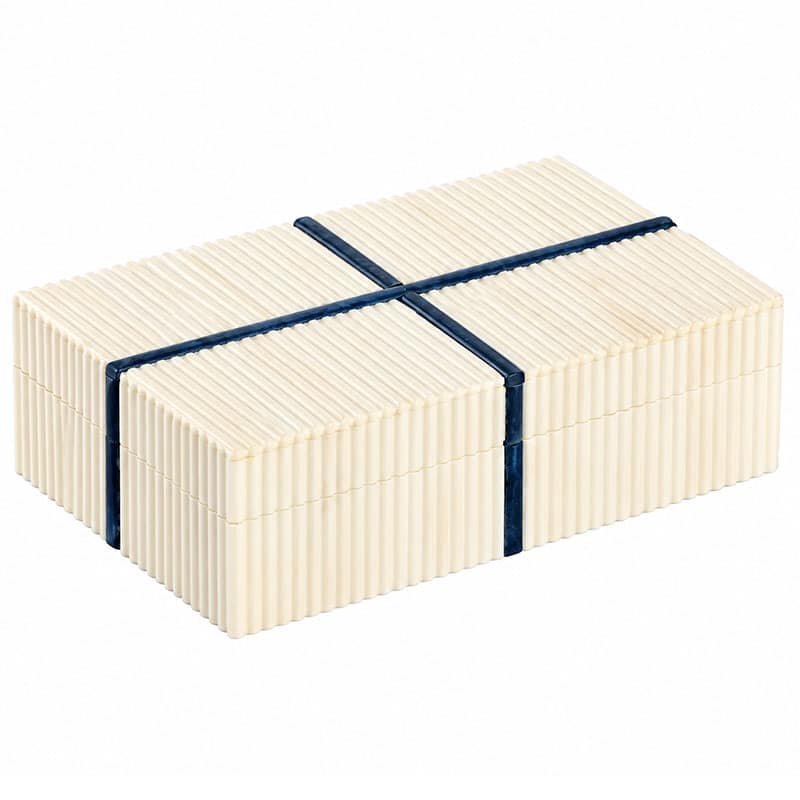 Cream & Blue Bone Inlaid Box