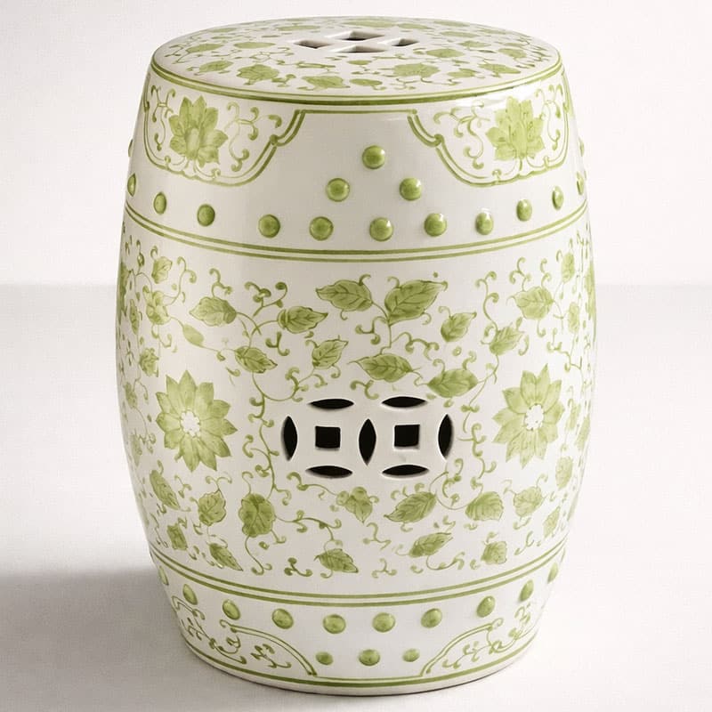 Lime Green Floral Footstool