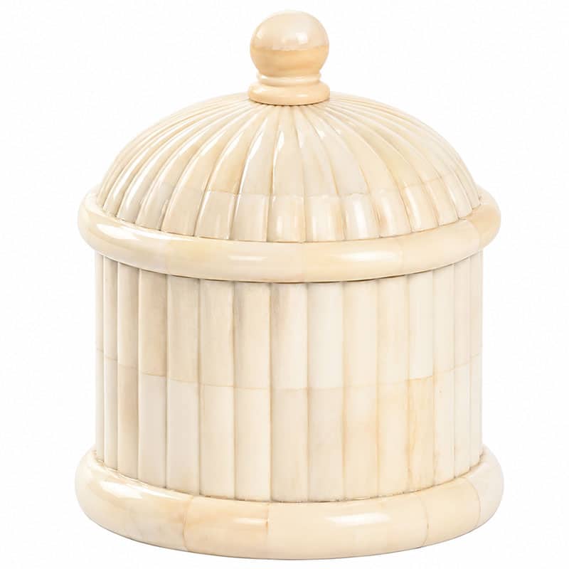 Cream Ribbed Bone Jar