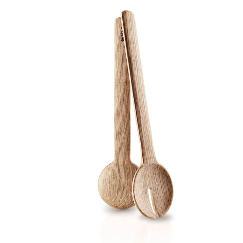 Trio Wooden Oak Salad Servers, Set of 2 - Image 2